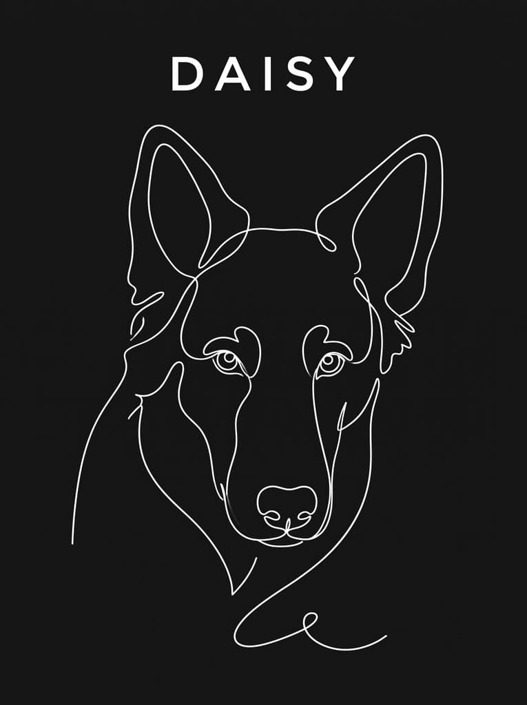 Black Line Art Name Portrait
